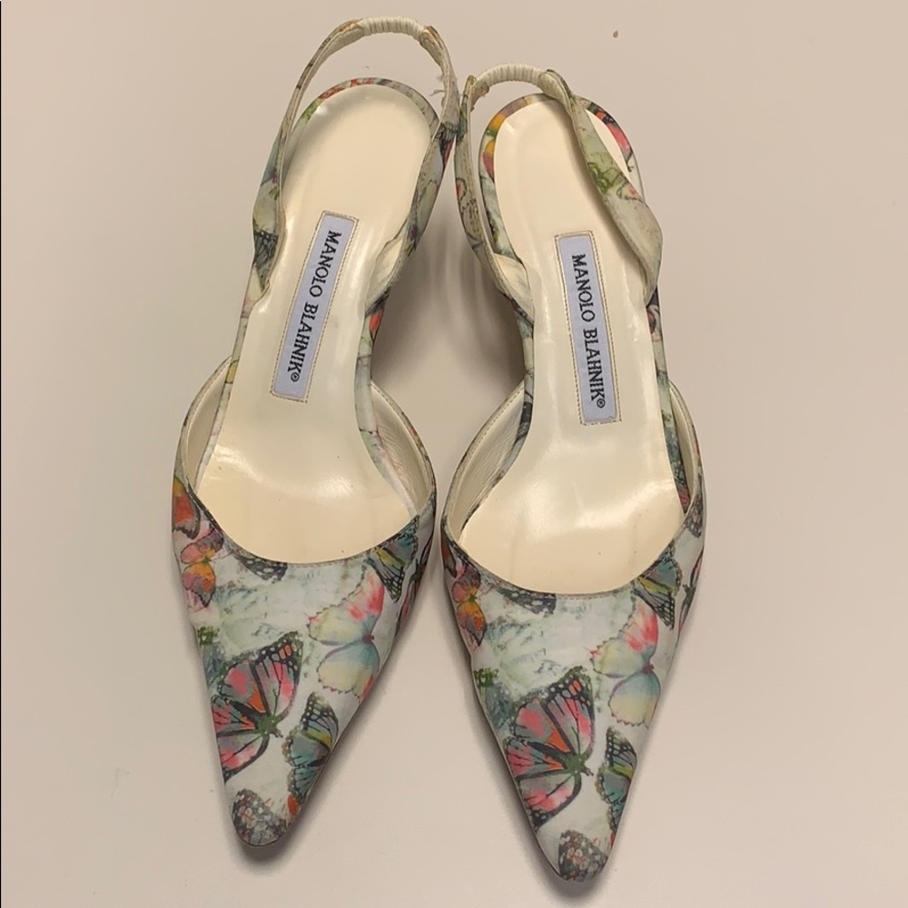 Manolo Blahnik Floral Slingback Pumps
